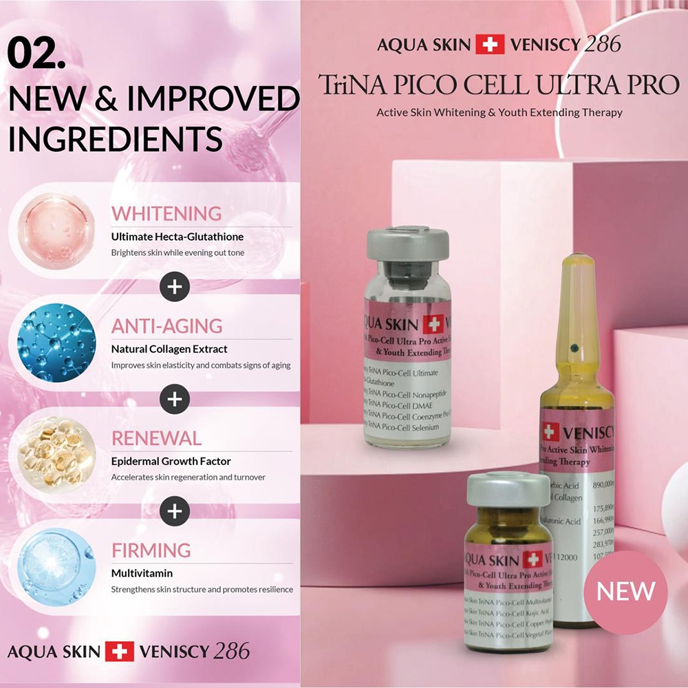 Aqua Skin Veniscy 286 TriNA Pico Absorption Glutathione Injection